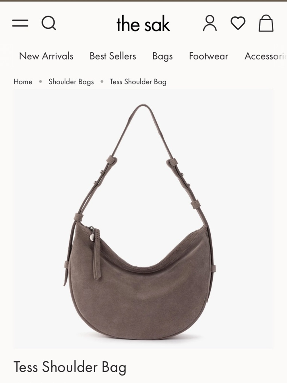 The Sak Tess Shoulder Bag- Mushroom Suede - Picture 3 of 12